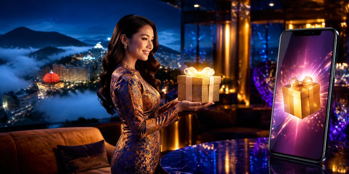 Pemain kasino di Genting Highlands menggunakan telefon mudah alih dengan pakaian batik